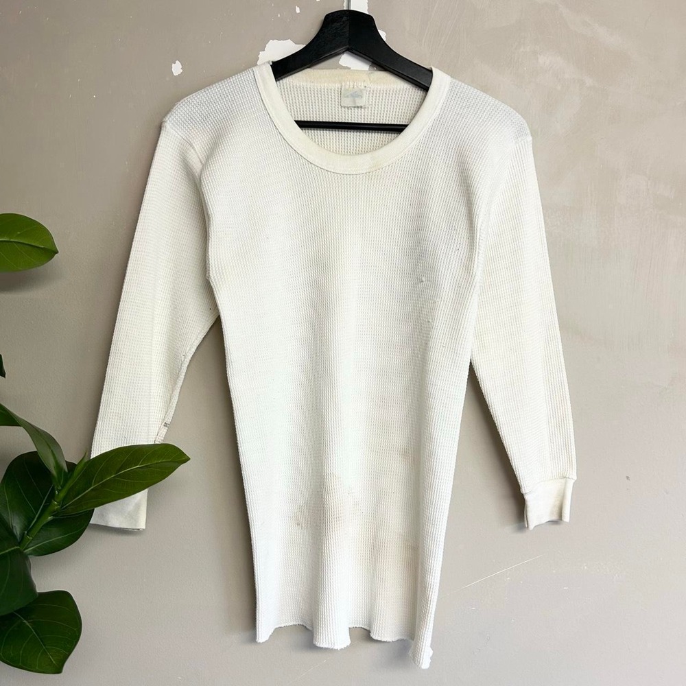 Vintage 90s White Thermal Long Sleeve Shirt